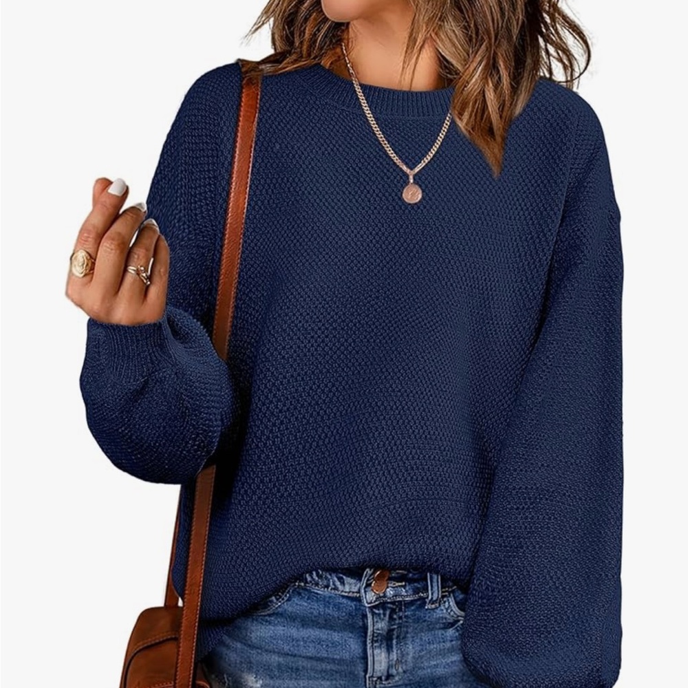 Amazon Women's Navy Blue Crew Neck Sweater
